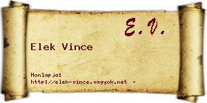 Elek Vince névjegykártya